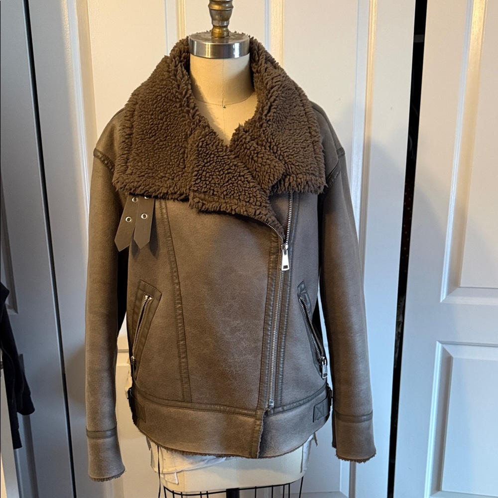 Brown Faux Shearling Jacket